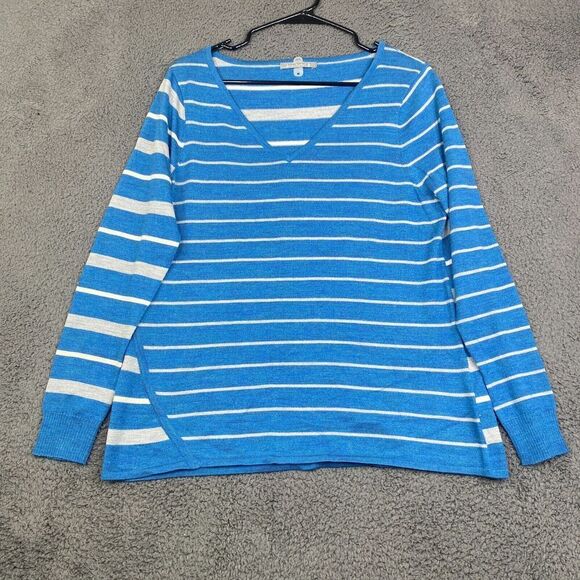Smartwool Merino Wool Blend Striped V Neck Sweater Size Medium Style sw006741 - Picture 1 of 10